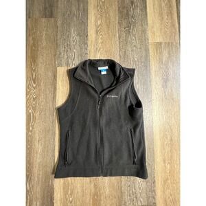 Columbia Fleece Vest Womens Medium Black Excellent Full Zip Sleeveless Jacket